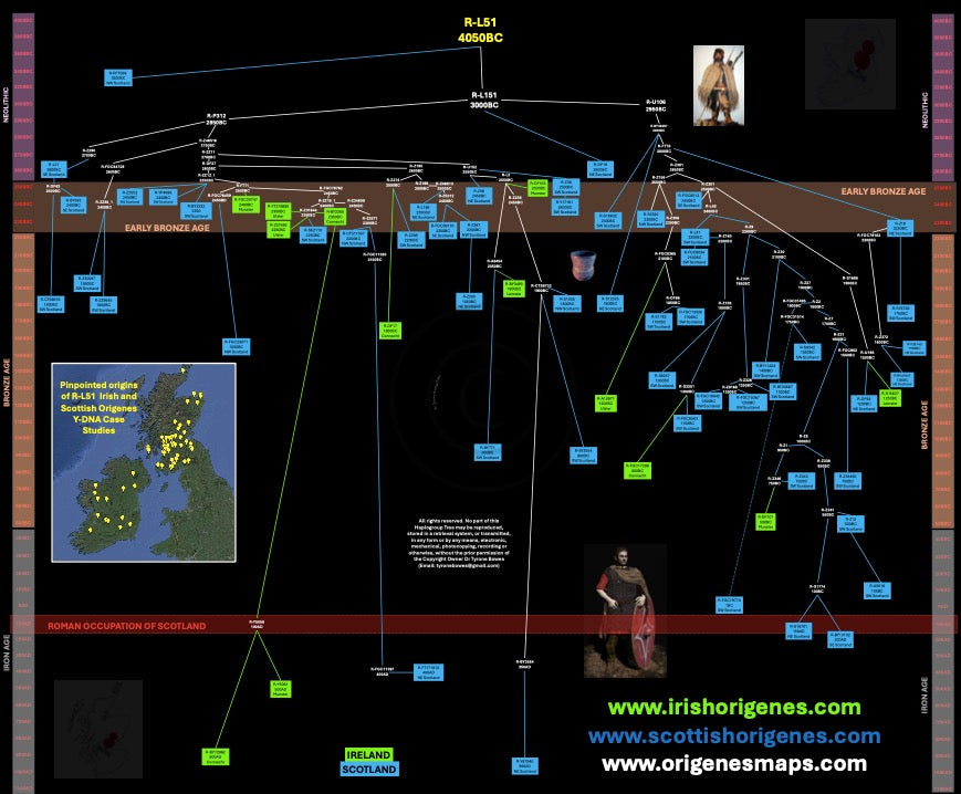 IrishOrigenes.com Irish Ancestry Genetic Mapping Haplotype R-L51 Poster