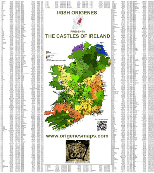 IrishOrigenes.com Castles Of Ireland Map/Poster Large Format High Resolution Print - ready to frame