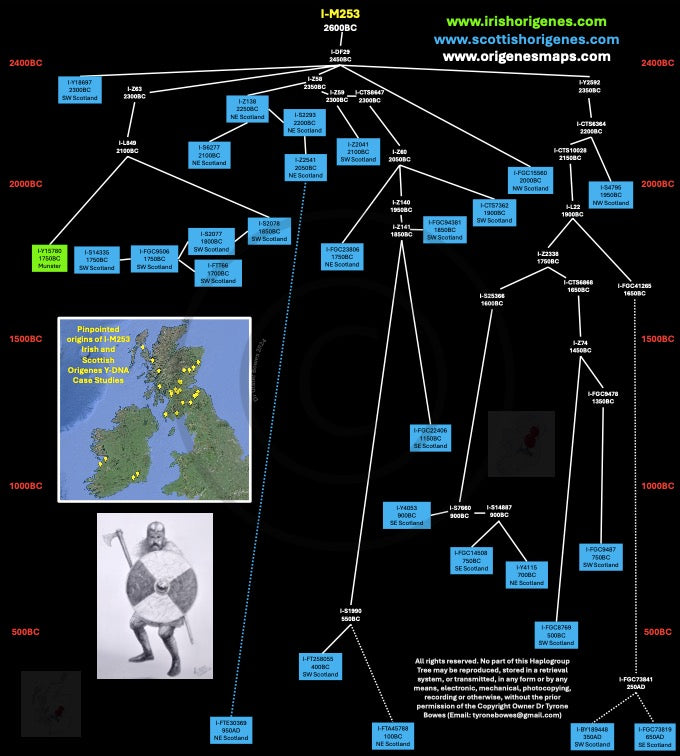 IrishOrigenes.com Irish Ancestry Genetic Mapping Haplotype I-M253 Poster