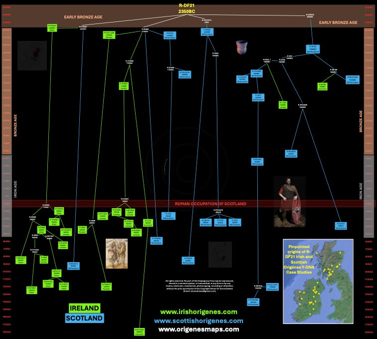 IrishOrigenes.com Irish Ancestry Genetic Mapping Haplotype R-DF21 Poster