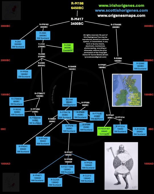 IrishOrigenes.com Irish Ancestry Genetic Mapping Haplotype R-M198 Poster