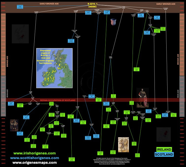 IrishOrigenes.com Irish Ancestry Genetic Mapping Haplotype R-ZZ10_1 Poster