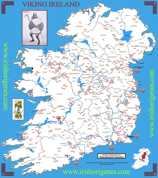 IrishOrigenes.com Viking Ireland Map/Poster Large Format High Resolution Print